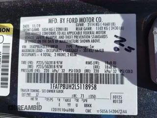 2020 Ford Mustang EcoBoost with VIN 1FATP8UH2L5118958, listed as a IAAI auction lot 42417811 with Not provided miles and . Bid and sale history available at DreamBid. Image 9.