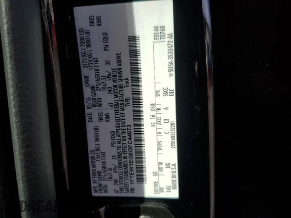 2016 Ford F-150 XLT with VIN 1FTEW1EG6GFC44873, listed as a Copart auction lot 54140285 with 77,076 mi miles and Salvage Title. Bid and sale history available at carsss.com. Image 12.