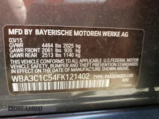 2015 BMW 3 Series 328i with VIN WBA3C1C54FK121402, listed as a Copart auction lot 50267995 with 43,994 mi miles and Salvage Title. Bid and sale history available at carsss.com. Image 13.