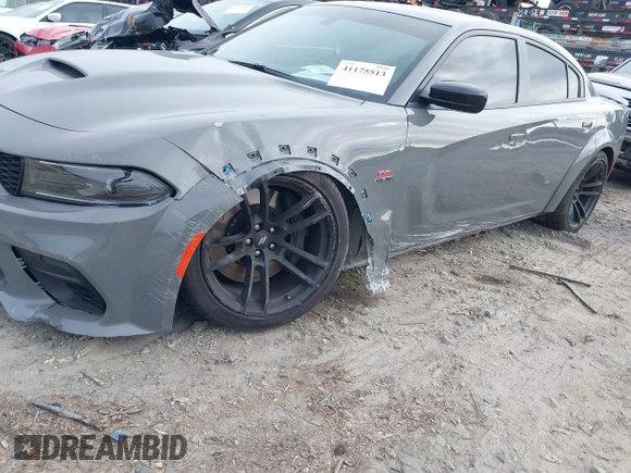 2023 Dodge Charger Scat Pack Widebody with VIN 2C3CDXGJ6PH646050, listed as a IAAI auction lot 41175513 with 7,684 mi miles and . Bid and sale history available at DreamBid. Image 17.