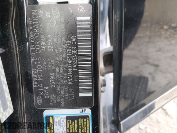 2015 Kia Cadenza Premium with VIN KNALN4D74F5176779, listed as a Copart auction lot 77789274 with 159,605 mi miles and Salvage Title. Bid and sale history available at carsss.com. Image 14.