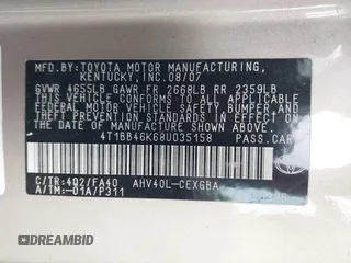 2008 Toyota Camry z VIN 4T1BB46K68U035158, wystawiony jako IAAI lot #42067790 z przebiegiem 220 913 mil mil oraz . Historia ofert i sprzedaży dostępna na DreamBid. Obrazek 9.