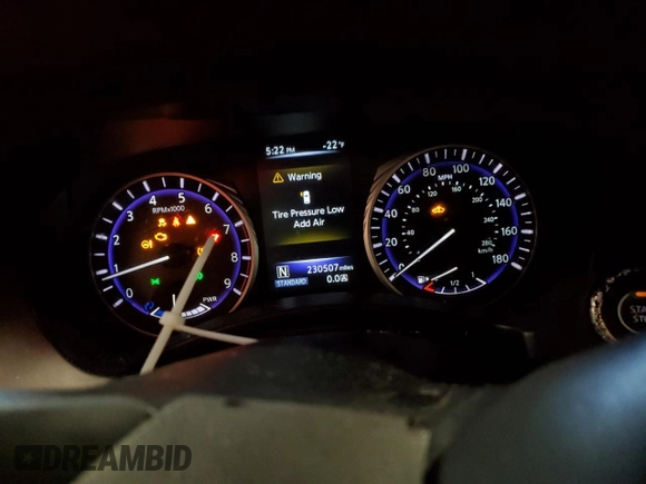 2014 Infiniti Q50 Hybrid Sport with VIN JN1AV7AP2EM690640, listed as a Copart auction lot 46405715 with 230,507 mi miles and Salvage Title. Bid and sale history available at carsss.com. Image 9.