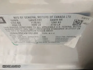 2011 Chevrolet Equinox LT w/2LT with VIN 2GNALPECXB1261402, listed as a IAAI auction lot 41103040 with 161,554 mi miles. Bid and sale history available at carsss.com. Image 9.