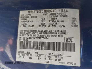 1998 Ford F-150 с VIN 1FTZX1727WNB73834, выставлен на аукционе IAAI как лот 42250564 с пробегом 262 078 миль миль и . История ставок и продаж доступна на DreamBid. Изображение 9.