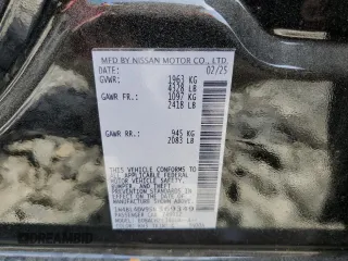 2025 Nissan Altima SV with VIN 1N4BL4DV9SN369349, listed as a Copart auction lot 53824945 with 291 mi miles and Clean Title. Bid and sale history available at DreamBid. Image 12.