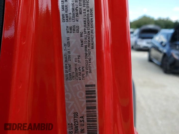 2022 Jeep Wrangler Unlimited Willys with VIN 1C4HJXDN7NW237703, listed as a Copart auction lot 73889984 with Not Provided miles and Non Repairable. Bid and sale history available at DreamBid. Image 13.