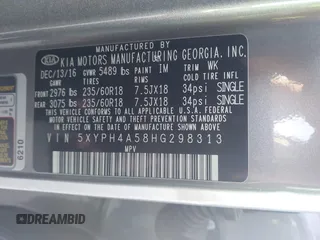 2017 Kia Sorento EX V6 with VIN 5XYPH4A58HG298313, listed as a IAAI auction lot 42037937 with 167,097 mi miles. Bid and sale history available at carsss.com. Image 9.
