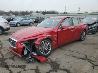2024 Infiniti Q50 Luxe with VIN JN1EV7BR4RM630852, listed as a Copart auction lot 44844395 with 12,051 mi miles and Salvage Title. Bid and sale history available at DreamBid. Image 1.