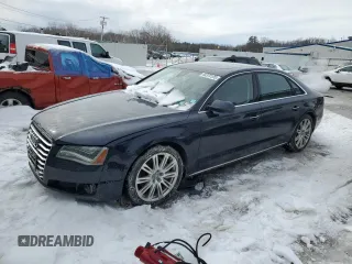 2014 Audi A8 L 3.0T with VIN WAURGAFD9EN002114, listed as a Copart auction lot 45370105 with 93,753 mi miles and Salvage Title. Bid and sale history available at carsss.com. Image 1.