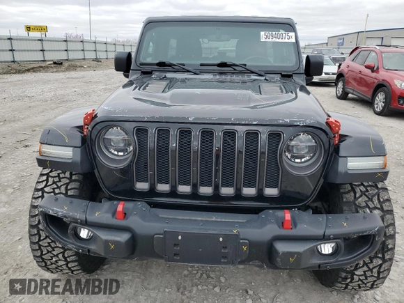2018 Jeep Wrangler Unlimited Rubicon with VIN 1C4HJXFG4JW266438, listed as a Copart auction lot 50940075 with 75,175 mi miles and Salvage title. Bid and sale history available at DreamBid. Image 5.