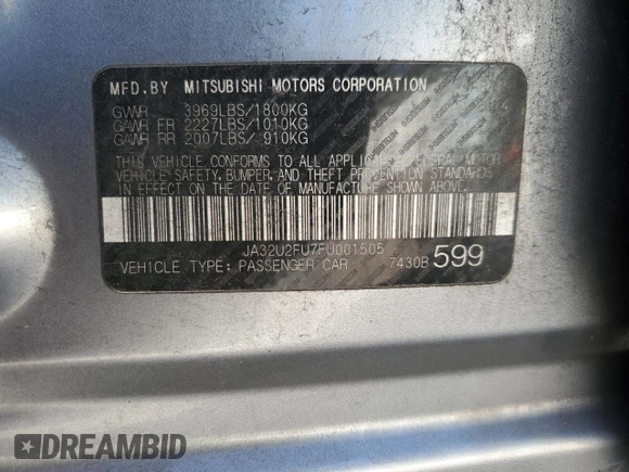 2015 Mitsubishi Lancer ES with VIN JA32U2FU7FU001505, listed as a Copart auction lot 80296474 with 82,764 mi miles and Salvage Title. Bid and sale history available at DreamBid. Image 14.