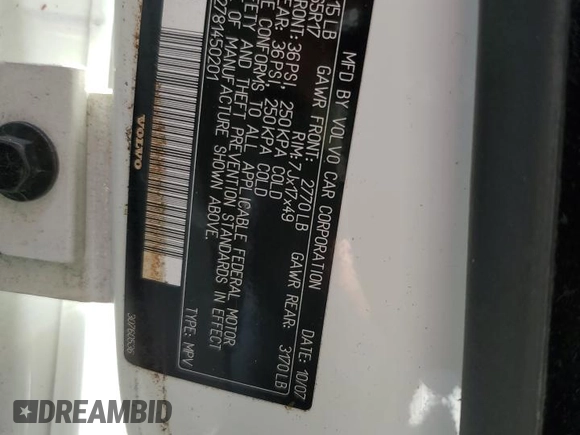 2008 Volvo XC90 I6 с VIN YV4CY982781450201, выставлен на аукционе Copart как лот 54846995 с пробегом 238 191 миль миль и Списание • Salvage title. История ставок и продаж доступна на DreamBid. Изображение 14.