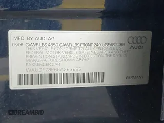 2006 Audi A4 2.0T with VIN WAUDF78E66A253655, listed as a IAAI auction lot 42456619 with 207,374 mi miles and . Bid and sale history available at DreamBid. Image 9.