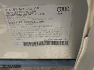 2013 Audi Q5 Premium Plus with VIN WA1LFAFP6DA030779, listed as a IAAI auction lot 41994109 with 92,038 mi miles. Bid and sale history available at carsss.com. Image 9.