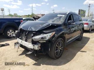 2019 Infiniti QX60 Luxe z VIN 5N1DL0MM0KC506883, wystawiony jako Copart lot #55923894 z przebiegiem 135 549 mil mil oraz Szkody całkowita. Historia ofert i sprzedaży dostępna na DreamBid. Obrazek 1.