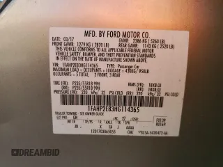 2017 Ford Taurus SEL with VIN 1FAHP2E83HG114365, listed as a Copart auction lot 53308605 with 113,242 mi miles and Salvage Title. Bid and sale history available at DreamBid. Image 14.