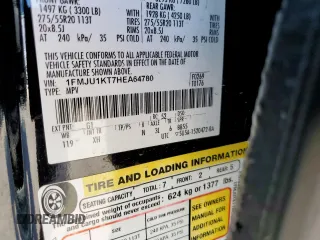 2017 Ford Expedition Limited z VIN 1FMJU1KT7HEA64780, wystawiony jako Copart lot #46847015 z przebiegiem 102 874 mil mil oraz Szkoda całkowita • Salvage title. Historia ofert i sprzedaży dostępna na DreamBid. Obrazek 13.