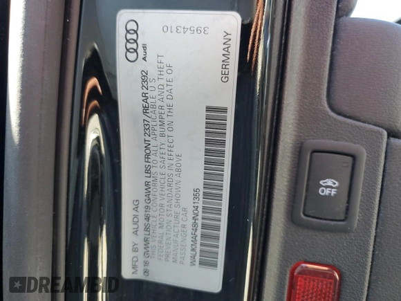 2017 Audi A4 Season of Audi ultra Premium with VIN WAUKMAF48HN041355, listed as a Copart auction lot 77385274 with 85,116 mi miles and Salvage Title. Bid and sale history available at carsss.com. Image 13.