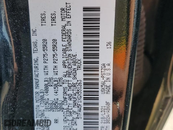 2016 Toyota Tundra 4WD Truck Platinum with VIN 5TFAW5F1XGX551263, listed as a Copart auction lot 48966315 with 151,890 mi miles and Salvage Title. Bid and sale history available at carsss.com. Image 12.