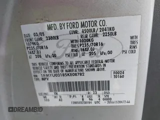 2005 Ford Escape XLT with VIN 1FMYU03185KE08782, listed as a IAAI auction lot 42158663 with 277,242 mi miles and . Bid and sale history available at DreamBid. Image 9.