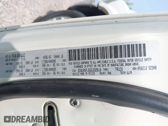 2016 Ram 2500 z VIN 3C6UR5PJ5GG332810, wystawiony jako IAAI lot #42402626 z przebiegiem 220 265 mil mil oraz . Historia ofert i sprzedaży dostępna na DreamBid. Obrazek 9.