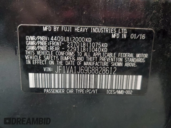 2016 Subaru WRX Limited с VIN JF1VA1J69G8828612, выставлен на аукционе Copart как лот 41982525 с пробегом 109 554 миль миль и Чистый • Clean title. История ставок и продаж доступна на DreamBid. Изображение 12.