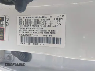 2015 Honda CR-V EX-L with VIN 5J6RM4H72FL069441, listed as a IAAI auction lot 42018910 with 94,692 mi miles. Bid and sale history available at carsss.com. Image 9.