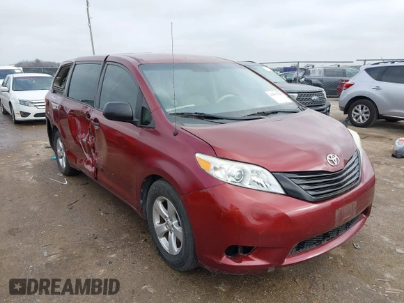 2013 Toyota Sienna L with VIN 5TDZK3DC4DS346384, listed as a IAAI auction lot 41517719 with 91,505 mi miles. Bid and sale history available at carsss.com. Image 1.
