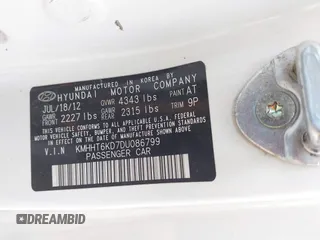 2013 Hyundai Genesis Coupe 2.0T с VIN KMHHT6KD7DU086799, выставлен на аукционе IAAI как лот 42739418 с пробегом 187 681 миль миль и . История ставок и продаж доступна на DreamBid. Изображение 9.