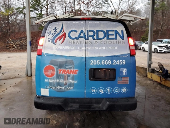 2015 Chevrolet Express Cargo with VIN 1GCWGFCF9F1276785, listed as a Copart auction lot 44939555 with 216,253 mi miles and Salvage title. Bid and sale history available at DreamBid. Image 6.