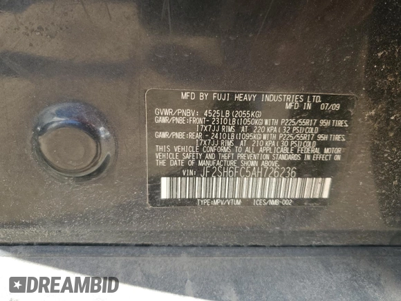 2010 Subaru Forester XT Limited with VIN JF2SH6FC5AH726236, listed as a Copart auction lot 49474355 with 111,363 mi miles and Salvage title. Bid and sale history available at DreamBid. Image 15.
