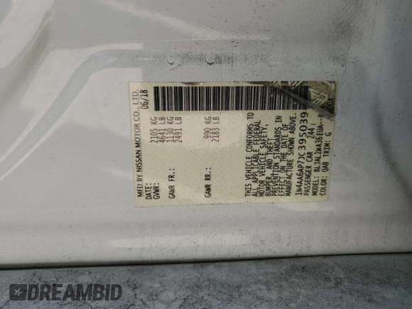 2018 Nissan Maxima SR with VIN 1N4AA6AP7JC395039, listed as a Copart auction lot 67425794 with 121,188 mi miles and Salvage Title. Bid and sale history available at carsss.com. Image 14.