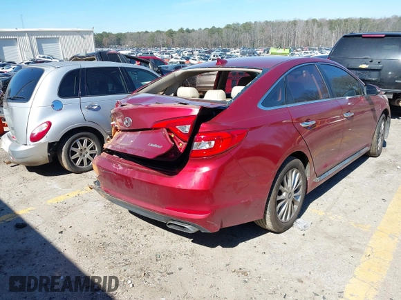 2015 Hyundai Sonata 2.4L Sport with VIN 5NPE34AF7FH240729, listed as a IAAI auction lot 41636930 with 88,446 mi miles. Bid and sale history available at carsss.com. Image 4.