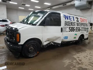 2002 GMC Savana z VIN 1GTEG15W721170406, wystawiony jako Copart lot #79499334 z przebiegiem 140 143 mil mil oraz Czysty tytuł • Clean title. Historia ofert i sprzedaży dostępna na DreamBid. Obrazek 1.