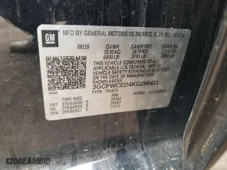 2019 Chevrolet Silverado 1500 LT with VIN 3GCPWCED4KG256411, listed as a Copart auction lot 51930345 with 73,485 mi miles and Salvage Title. Bid and sale history available at carsss.com. Image 12.