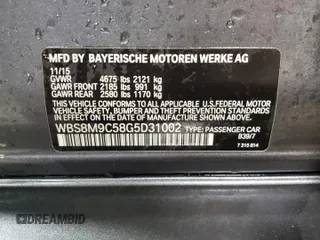 2016 BMW M3 with VIN WBS8M9C58G5D31002, listed as a Copart auction lot 43856904 with 55,300 mi miles. Bid and sale history available at carsss.com. Image 12.