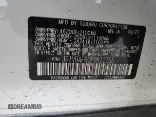 2023 Subaru WRX Premium z VIN JF1VBAF60P9812766, wystawiony jako Copart lot #55696695 z przebiegiem 25 894 mil mil oraz Szkoda całkowita • Salvage title. Historia ofert i sprzedaży dostępna na DreamBid. Obrazek 12.