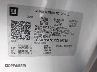 2019 GMC Acadia SLE with VIN 1GKKNSLS1KZ140788, listed as a IAAI auction lot 41636885 with 175,988 mi miles and . Bid and sale history available at DreamBid. Image 9.