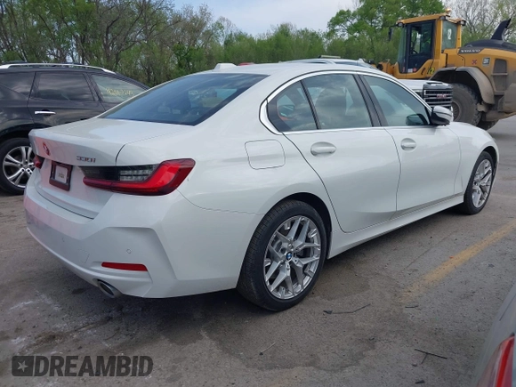 2025 BMW 3 Series 330i xDrive with VIN 3MW89CW00S8F11845, listed as a IAAI auction lot 42052983 with 4,879 mi miles. Bid and sale history available at carsss.com. Image 4.