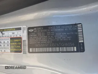 2006 MINI Convertible with VIN WMWRF33576TG16056, listed as a Copart auction lot 63127705 with 108,654 mi miles and Salvage title. Bid and sale history available at DreamBid. Image 12.
