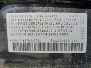 2007 Volkswagen GTI z VIN WVWHV71K97W063702, wystawiony jako Copart lot #60121715 z przebiegiem 136 405 mil mil oraz Szkoda całkowita • Salvage title. Historia ofert i sprzedaży dostępna na DreamBid. Obrazek 13.