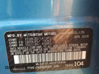2017 Mitsubishi Mirage G4 ES with VIN ML32F3FJ4HHF05454, listed as a Copart auction lot 71549644 with 122,681 mi miles and Salvage Title. Bid and sale history available at carsss.com. Image 12.