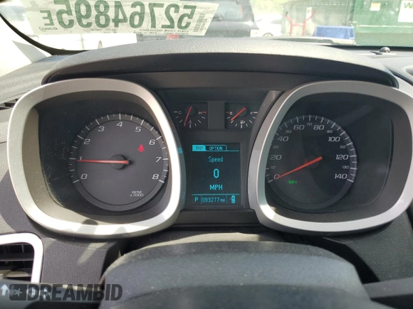 2013 Chevrolet Equinox LT with VIN 2GNALDEK5D1218546, listed as a Copart auction lot 52764895 with 93,277 mi miles and Salvage Title. Bid and sale history available at DreamBid. Image 9.