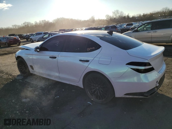 2022 Genesis G70 Launch Edition with VIN KMTG14TE8NU082197, listed as a Copart auction lot 41468635 with 34,844 mi miles and Salvage Title. Bid and sale history available at DreamBid. Image 2.