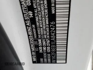2020 Mercedes-Benz E-Class E 350 with VIN W1KZF8EB1LA842476, listed as a Copart auction lot 42555175 with 29,176 mi miles and Salvage Title. Bid and sale history available at carsss.com. Image 13.