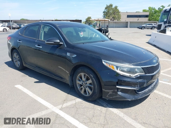 2016 Kia Optima LX Turbo with VIN 5XXGT4L12GG077169, listed as a IAAI auction lot 42108788 with 116,589 mi miles. Bid and sale history available at carsss.com. Image 1.