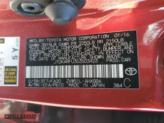 2016 Toyota Prius Four with VIN JTDKARFU3G3503423, listed as a Copart auction lot 53068985 with 115,288 mi miles and Salvage Title. Bid and sale history available at carsss.com. Image 12.
