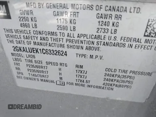 2012 GMC Terrain SLT-1 with VIN 2GKALUEK1C6332624, listed as a IAAI auction lot 42625367 with 163,666 mi miles and . Bid and sale history available at DreamBid. Image 9.