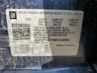 2021 Chevrolet Silverado 1500 LTZ with VIN 3GCUYGET0MG132005, listed as a Copart auction lot 49079175 with 90,246 mi miles and Salvage Title. Bid and sale history available at DreamBid. Image 13.